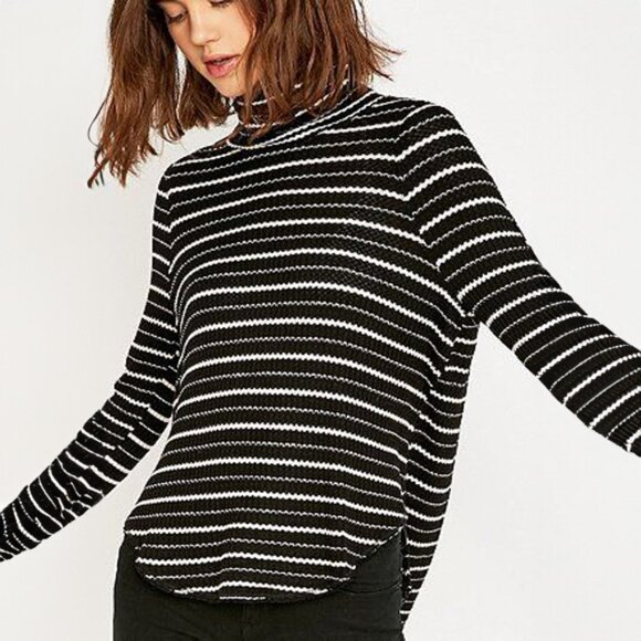 Free People We The Free Kristina Striped Turtleneck Thermal Top - sz XS - Picture 1 of 13
